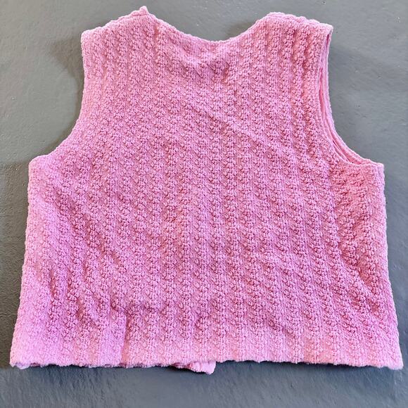 Vintage Children's Pink Handmade Knit Vest Coquette Sweater Vest Small - Picture 4 of 5